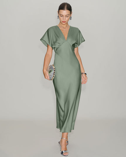 Women's V-Neck Tiered Midi Wedding Guest Dress, Summer