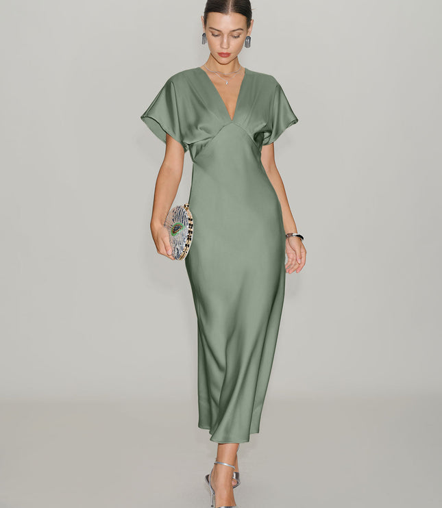 Women's V-Neck Tiered Midi Wedding Guest Dress, Summer