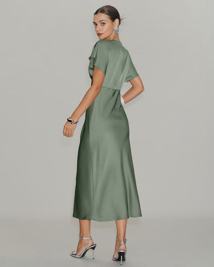 Women's V-Neck Tiered Midi Wedding Guest Dress, Summer