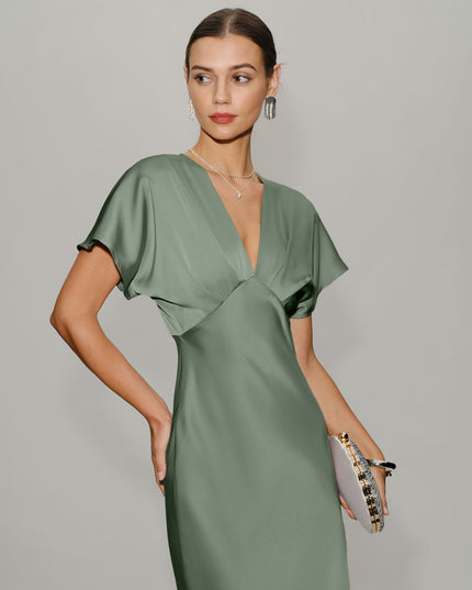 Women's V-Neck Tiered Midi Wedding Guest Dress, Summer