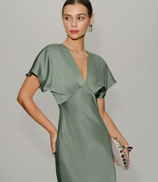 Women's V-Neck Tiered Midi Wedding Guest Dress, Summer