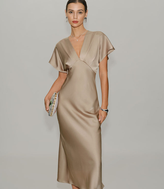 Women's V-Neck Tiered Midi Wedding Guest Dress, Summer