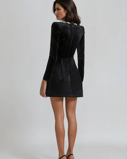 Women's Velvet Mini Homecoming Dress Wedding Guest Party