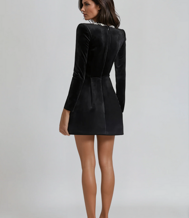 Women's Velvet Mini Homecoming Dress Wedding Guest Party