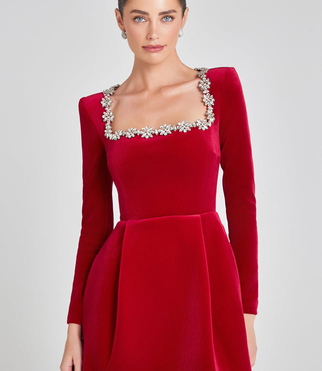 Women's Velvet Mini Homecoming Dress Wedding Guest Party