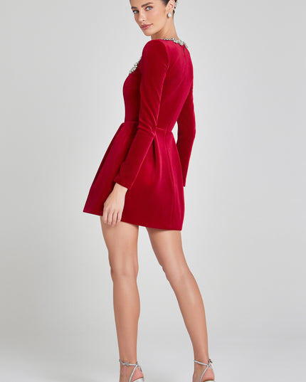 Women's Velvet Mini Homecoming Dress Wedding Guest Party