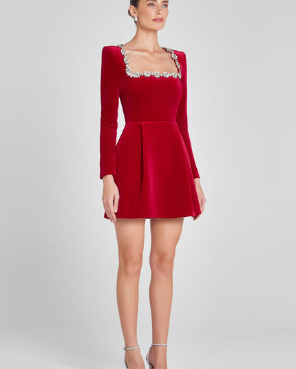 Women's Velvet Mini Homecoming Dress Wedding Guest Party