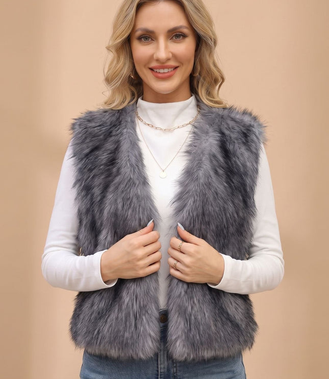 Women's Warm Layering Faux Fur Sleeveless Vest