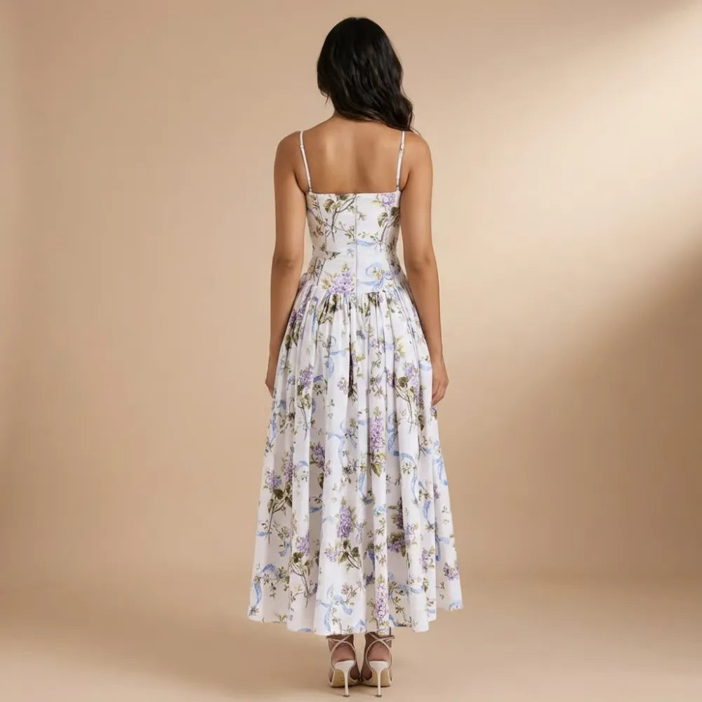 floral corset wedding guest dress Women's Floral Corset Midi Dress Sweetheart Neck Wedding Guest Style Montleigh