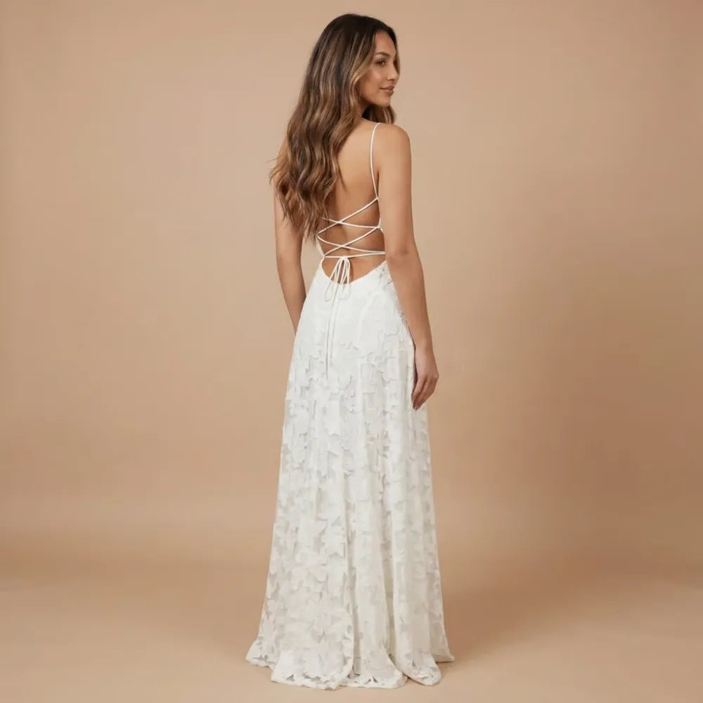 Women's Wedding Guest Floral Lace Spaghetti Strap Maxi Dress Elysa Studio Women's Wedding Guest Floral Lace Spaghetti Strap Maxi Dress Elysa Studio