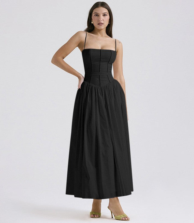 Women's Wedding Guest Midi Dress with a Pleated Skirt