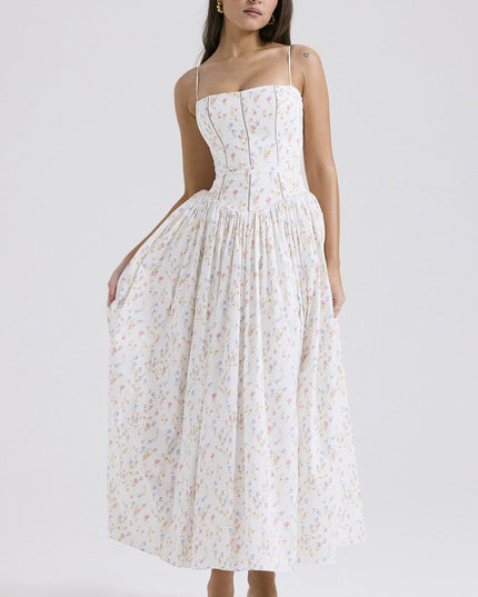 Women's Wedding Guest Midi Dress with a Pleated Skirt