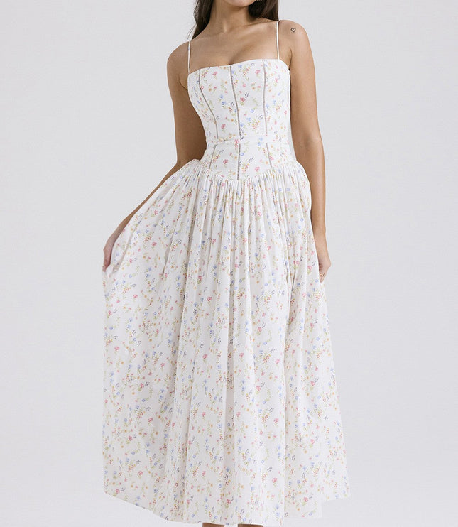 Women's Wedding Guest Midi Dress with a Pleated Skirt