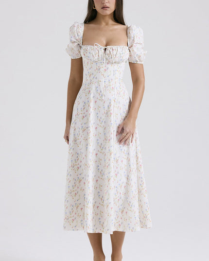 Women's Wedding Guest Midi Dress with a Pleated Skirt
