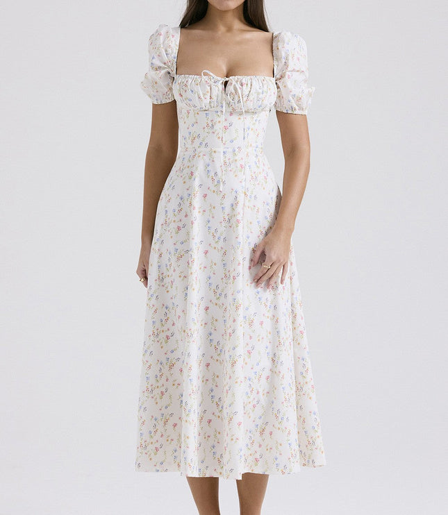 Women's Wedding Guest Midi Dress with a Pleated Skirt