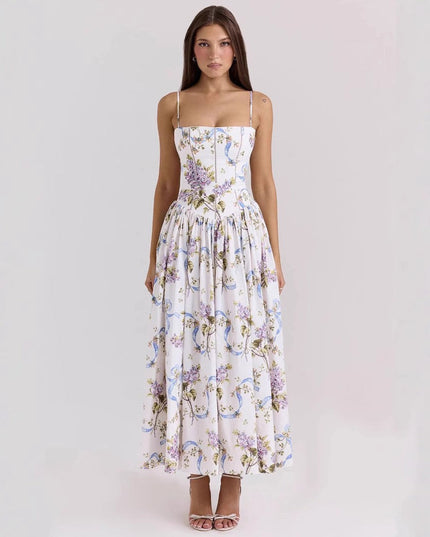 Women's Wedding Guest Midi Dress with a Pleated Skirt