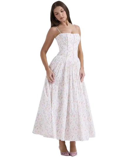 Women's Wedding Guest Midi Dress with a Pleated Skirt