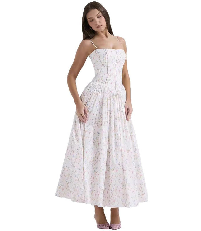 Women's Wedding Guest Midi Dress with a Pleated Skirt