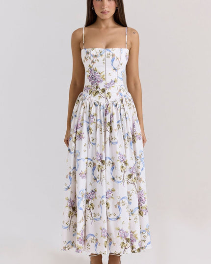 Women's Wedding Guest Midi Dress with a Pleated Skirt