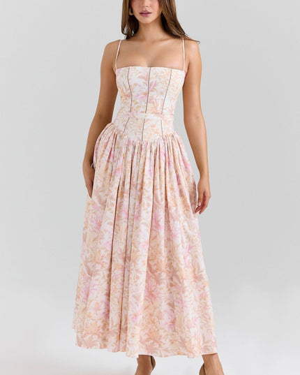 Women's Wedding Guest Midi Dress with a Pleated Skirt