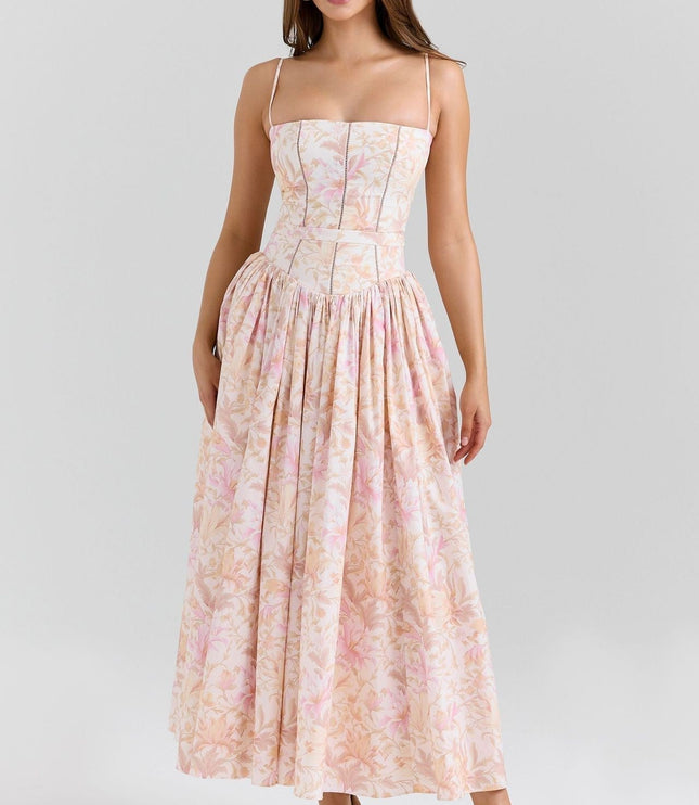 Women's Wedding Guest Midi Dress with a Pleated Skirt