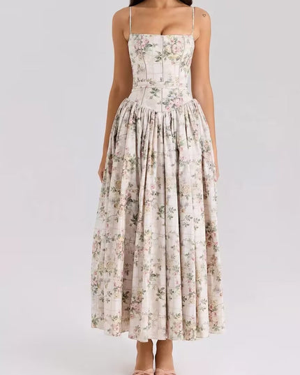 Women's Wedding Guest Midi Dress with a Pleated Skirt
