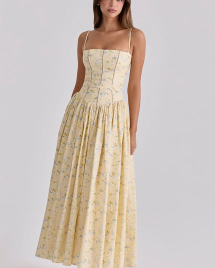 Women's Wedding Guest Midi Dress with a Pleated Skirt