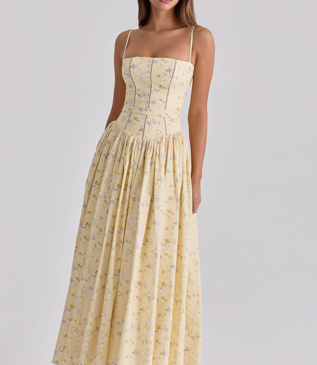 Women's Wedding Guest Midi Dress with a Pleated Skirt
