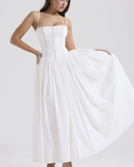 Women's Wedding Guest Midi Dress with a Pleated Skirt