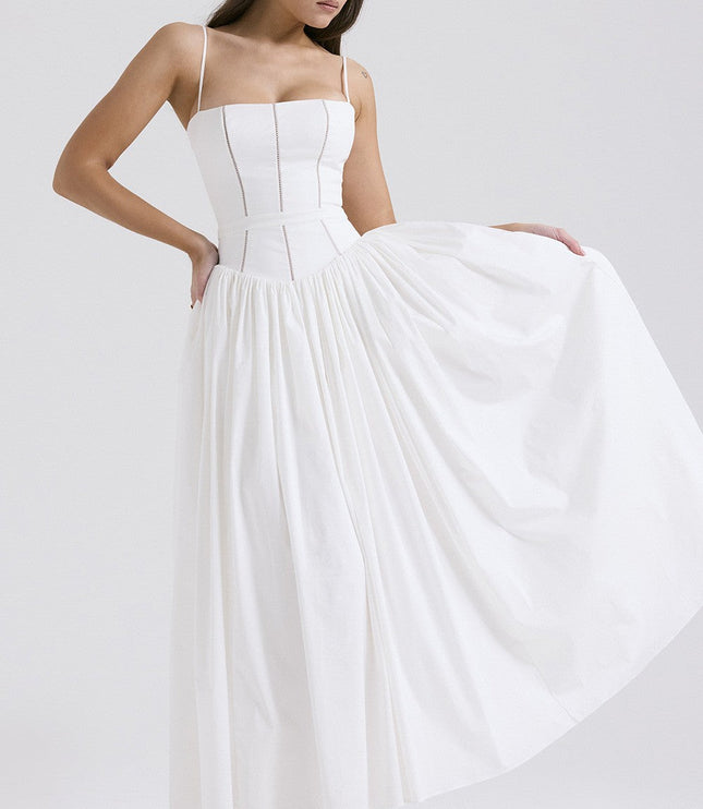 Women's Wedding Guest Midi Dress with a Pleated Skirt