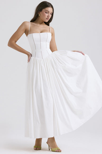 Women's Wedding Guest Midi Dress with a Pleated Skirt