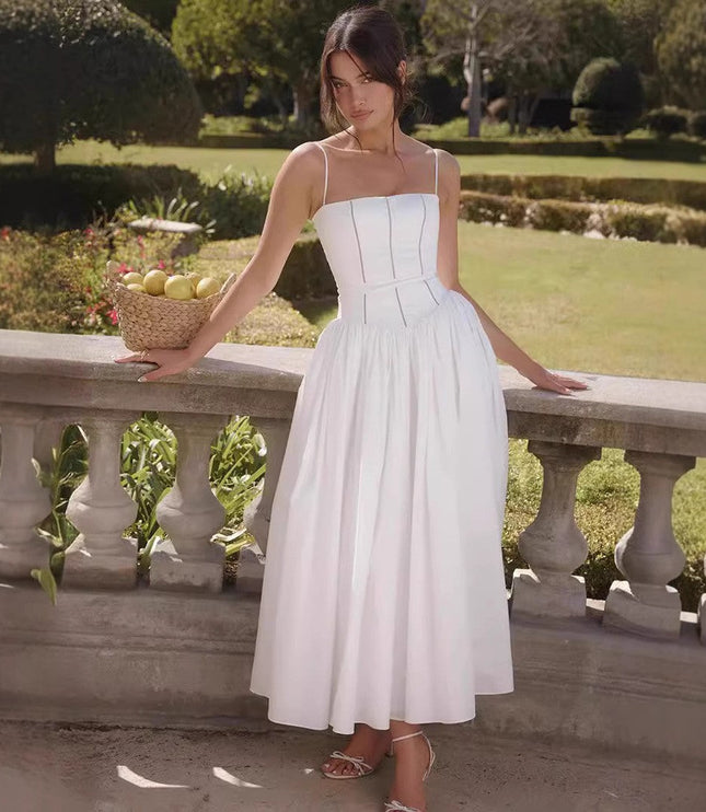 Women's Wedding Guest Midi Dress with a Pleated Skirt