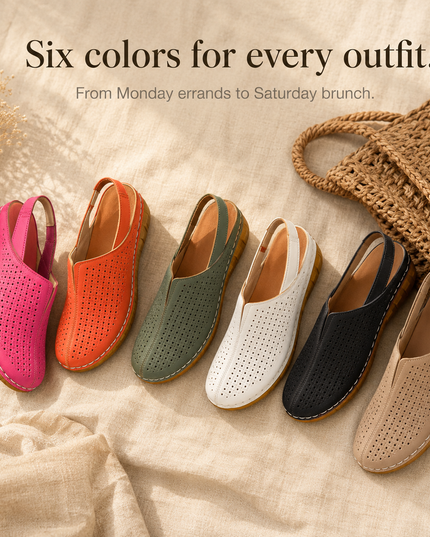 Women's Wedge Heel, Vented Toe and Stretch Strap Slingback Sandals