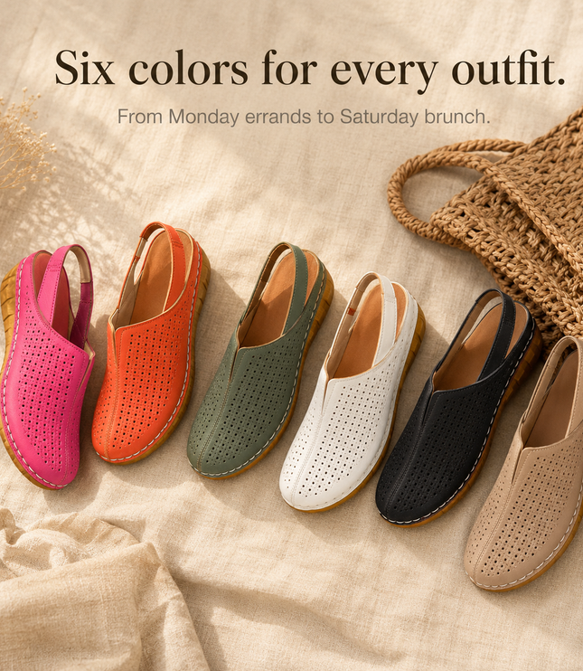 Women's Wedge Heel, Vented Toe and Stretch Strap Slingback Sandals