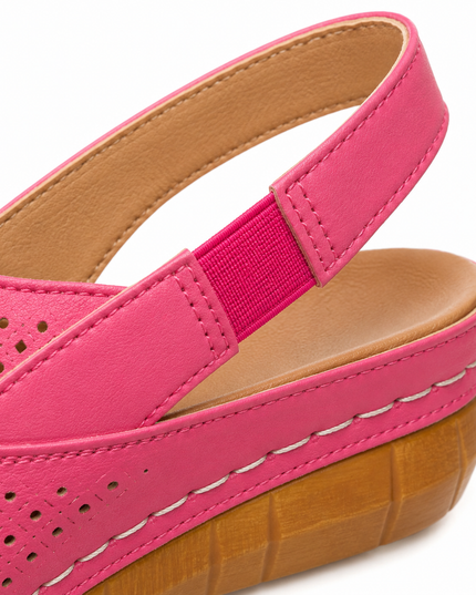 Women's Wedge Heel, Vented Toe and Stretch Strap Slingback Sandals
