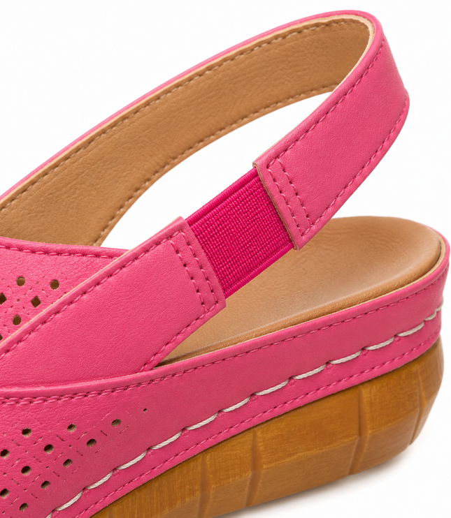 Women's Wedge Heel, Vented Toe and Stretch Strap Slingback Sandals