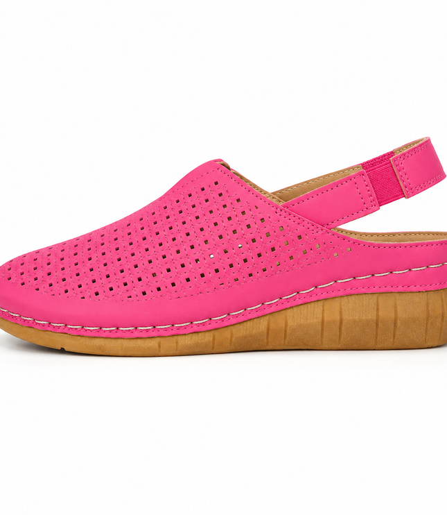 Women's Wedge Heel, Vented Toe and Stretch Strap Slingback Sandals