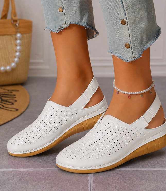Women's Wedge Heel, Vented Toe and Stretch Strap Slingback Sandals