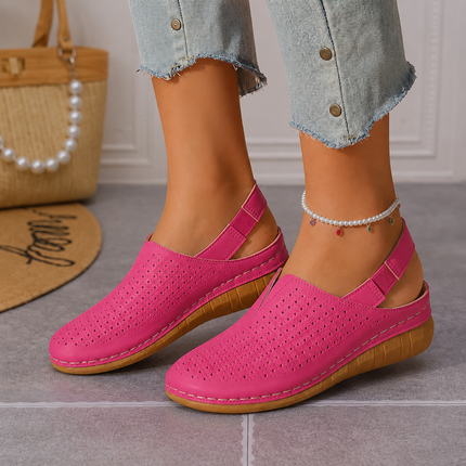 Women's Wedge Heel, Vented Toe and Stretch Strap Slingback Sandals