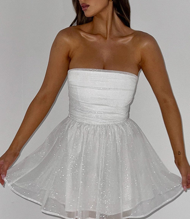 Women's White Off Shoulder Ruched Bodycon Mini Party Dress
