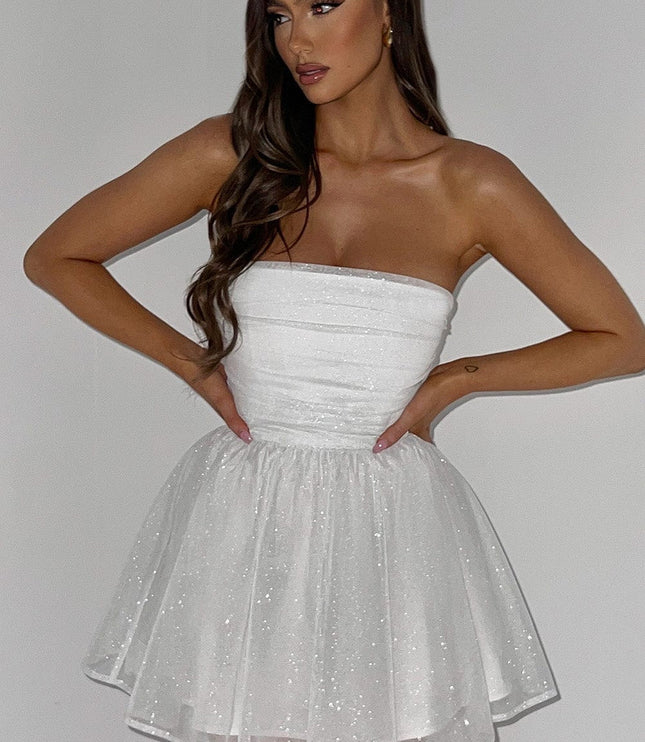 Women's White Off Shoulder Ruched Bodycon Mini Party Dress