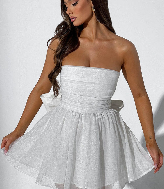 Women's White Off Shoulder Ruched Bodycon Mini Party Dress