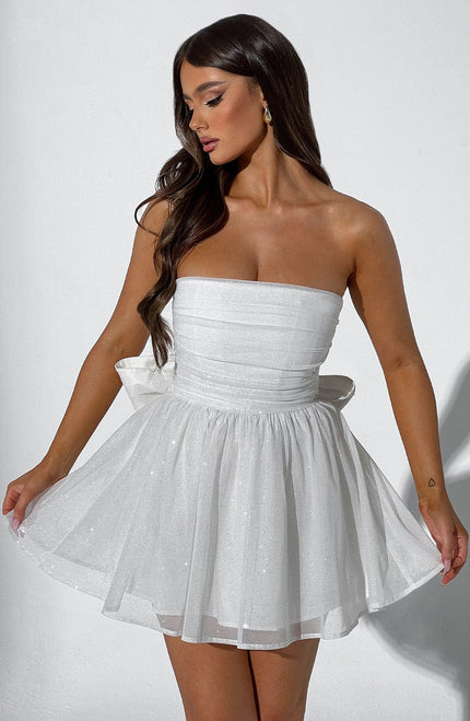 Women's White Off Shoulder Ruched Bodycon Mini Party Dress