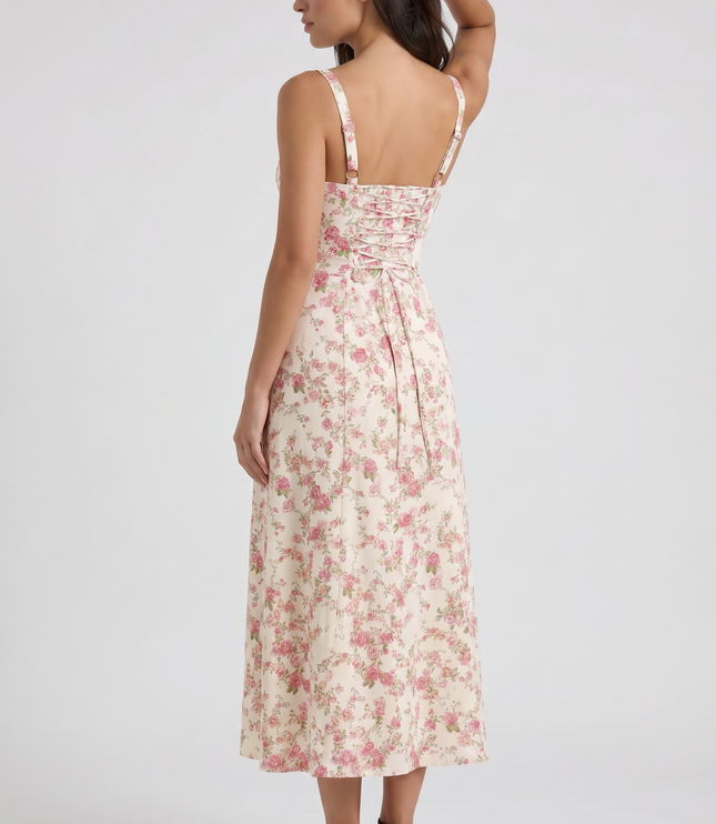 Women's White V-Neck Cocktail Midi Dress for Summer Occasions