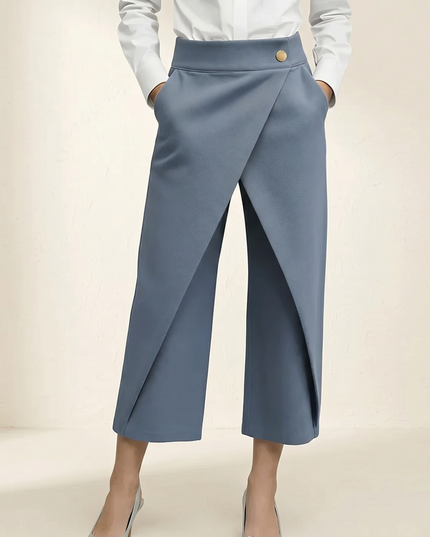 Women's Wide Leg Dress Pants with a Wrap Front and High Waist