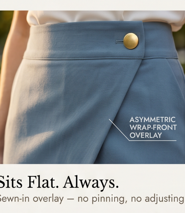 Women's Wide Leg Dress Pants with a Wrap Front and High Waist