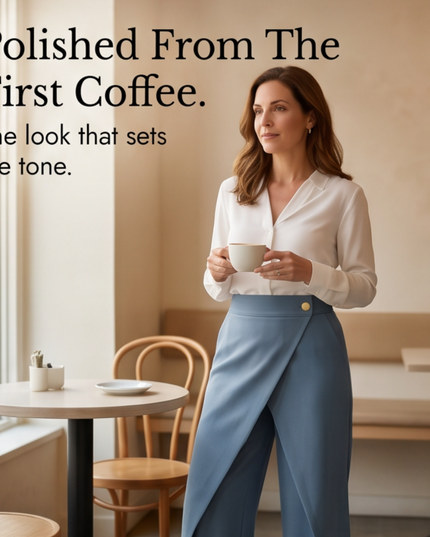 Women's Wide Leg Dress Pants with a Wrap Front and High Waist