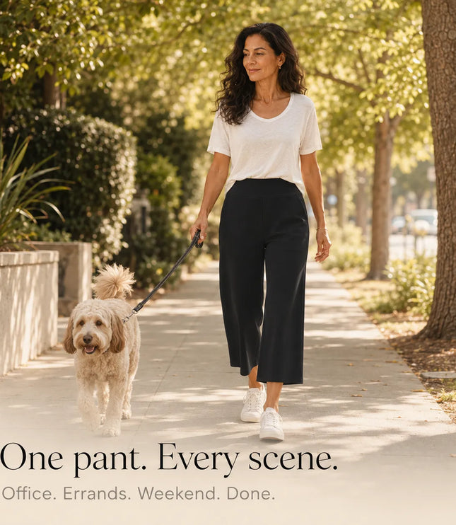 Women's Wide Leg Pants with High Waist and Side Pockets