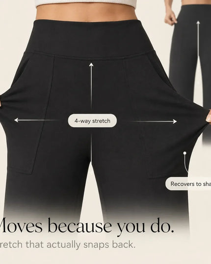 Women's Wide Leg Pants with High Waist and Side Pockets