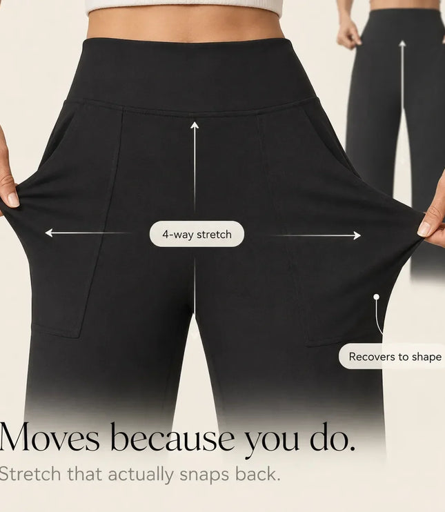 Women's Wide Leg Pants with High Waist and Side Pockets
